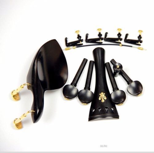 1 Set Ebbenhout 4/4 Viool Onderdelen Chin Rest Gouden Klemmen Staartstuk Tuners Staart Gut Violino Accessoires