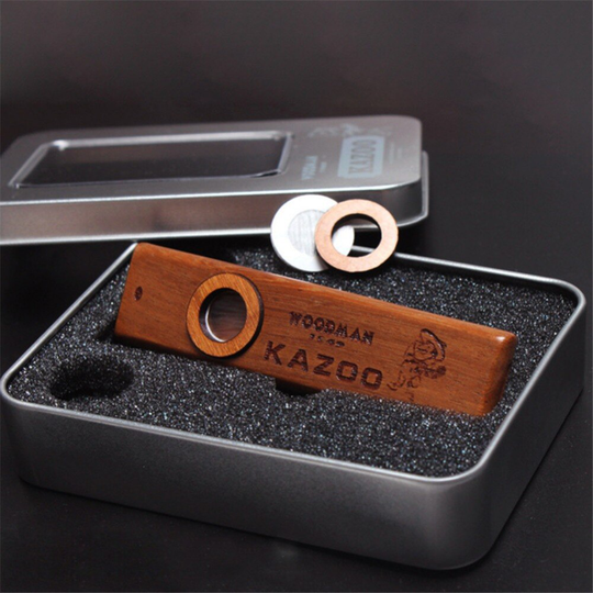 Mini Houten Kazoo Met Metalen Case Voor Muziek Liefhebbers Prachtige Gitaar Ukulele Begeleiding Orff-instrumenten Fluit Harmonica
