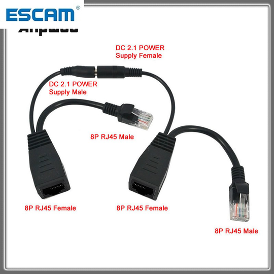 Poe Adapter Kabel RJ45 Injector Splitter Kit Tape Gescreend Passieve Power Over Ethernet 12-48 V Synthesizer Separator combiner