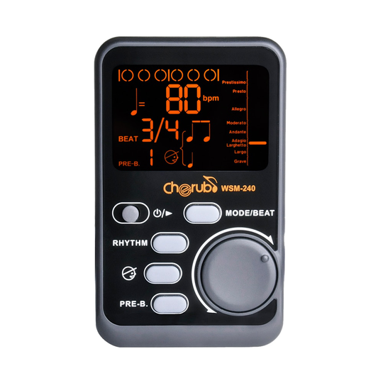 Cherub WSM-240 Guitar Metronome Support Tap Tempo Digital LCD Clip-on Portable Metronom for Guitar Violin Bass Piano