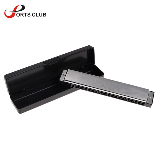 Swan Tremolo Harmonica Mondharmonica 24 Dubbele Gaten Met 48 Riet Sleutel Van C Gratis Reed Wind Instrument met Case Zilver