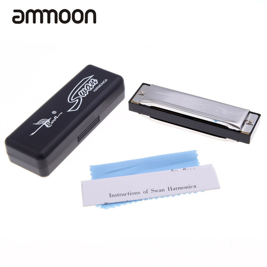 Harmonica Diatonische Blues Harp Mondharmonica 10 Gaten Harmonica Sleutel van G Reed met Case Zilver Houtblazers Instrument