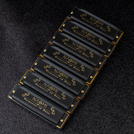 Naomi Piemonte Blues Harmonica Harp Set Van 7 (G, Een, Bb, C, D, E, F Toetsen) 10 Gaten Met Ritssluiting Draagtas