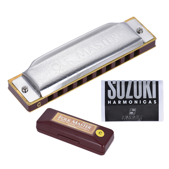 Suzuki 1072-C Folkmaster Standaard 10-Hole Diatonische Harmonica Sleutel van C 20 Tone voor Beginner Student
