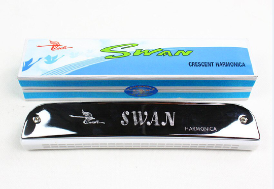 Swan Harmonica Tremolo C 24 Gaten Metalen Harmonica Harp Boot Vorm Wit Mondharmonica Instrumenten
