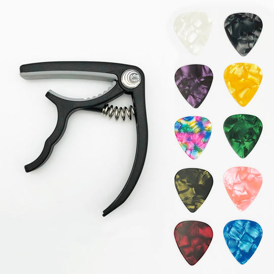 Slozz Gitaar Pick En Capo Voor Akoestische Elektrische Guitarra Mediator Accessoires 0.46 0.71 0.96 Mm Dikte-10 Picks + 1 Capo