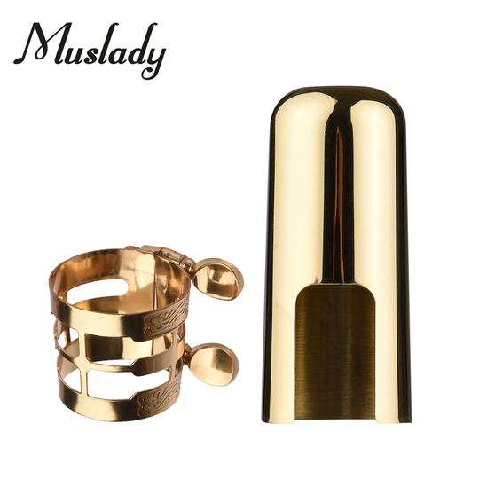 Muslady Dubbele Schroef Aanpassing Saxofoon Ligatuur Compact Duurzaam Sax Ligatuur Met Mondstuk Cap Voor Altsaxofoon