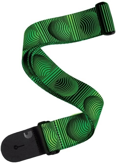 D'Addario Polyester Guitar Strap Optical Art Green Orbs