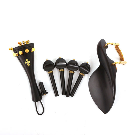 1 set Viool Kit Accessoires 4/4 Ebony Viool Staartstuk Peg Chin rest Fijne Tuner