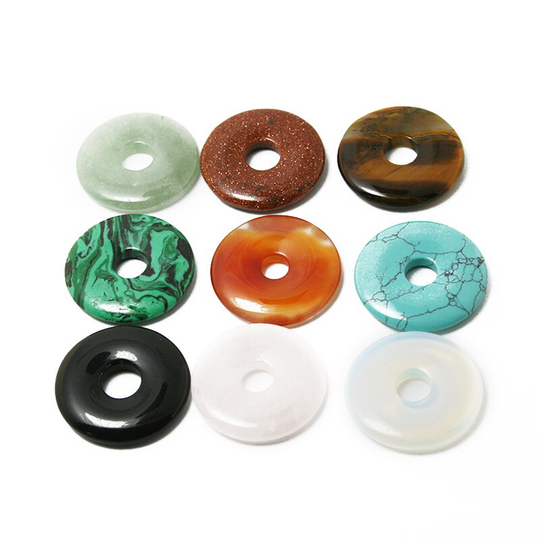 Top 30mm Natuursteen Hanger Cirkel Ronde Schijf Kralen Gat 8mm 1 stks Bedels Voor DIY Zomer choker Stone Ketting Sieraden