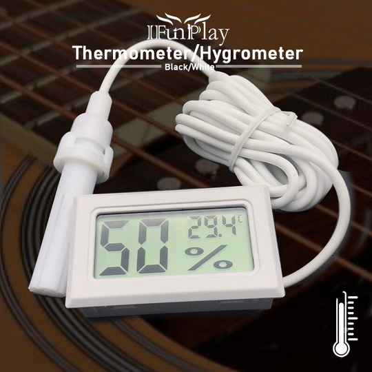 Lcd Gitaar Thermometer Hygrometer Met Bedrade Sensor Probe Ontworpen Voor Gitaar Ukelele Viool Gitaar Protector Accessoires