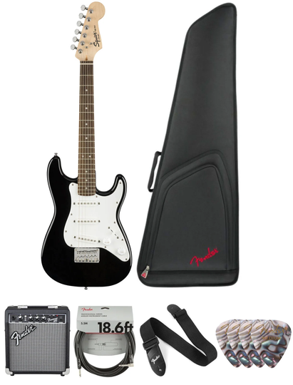 Fender Squier Mini Strat V2 IL Black Deluxe SET Schwarz