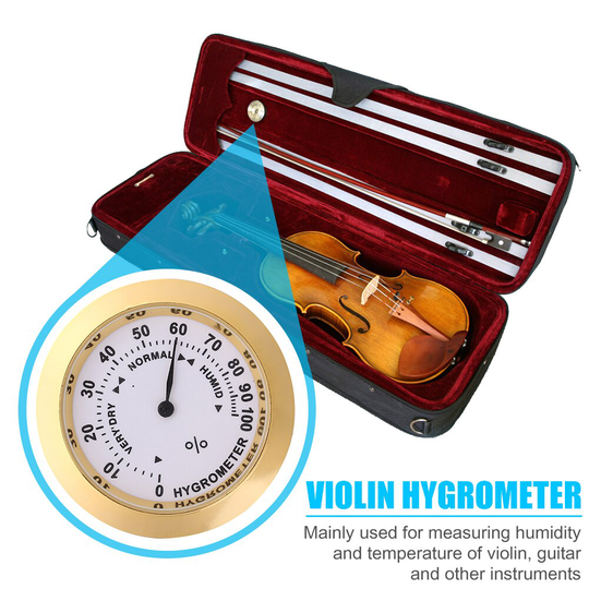 Viool Thermometer Hygrometer Ronde Aluminium Temp Vochtigheid Meter Voor Gitaar Muziekinstrument Care Monitoring Tool