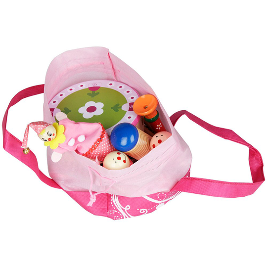 Muzikaal Speelgoed Slaginstrumenten Band Ritme Kit Voor Kid Peuters Met Houten Guiro Handbells Maracas Kleine Trompet Harmonica