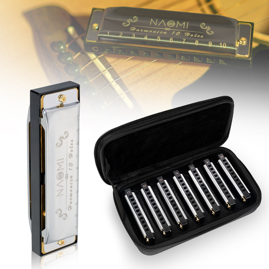 7 Stuks Harmonica Set-Sleutel Van G, Een, Bb, C, D, E, F Met Case 7 Harmonica Harp Pack 10 Gat Diatonische Harmonica