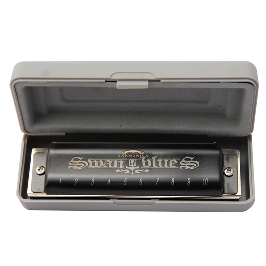 Zwaan Zwarte 10 Hole Blues Harmonica Sleutel Van C Tone