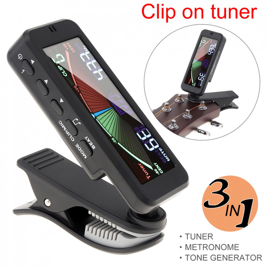 3 In 1 Gitaar Tuner Grote Lcd-scherm Metronoom Generator Met Clip Voor Chromatische Gitaar Bas Ukulele Viool
