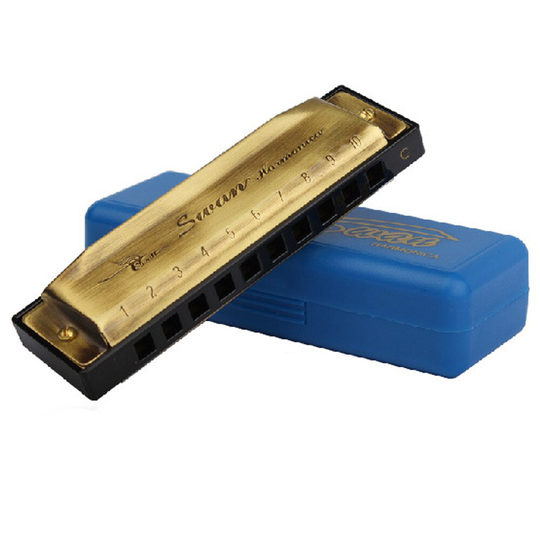 10-Hole Harp Brons Harmonica 10 Gaten C Tune Blues Harmonica