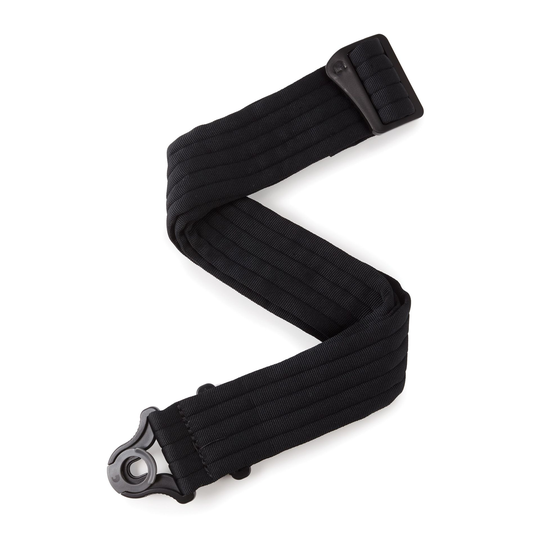 D'Addario Auto Lock Guitar Strap Black Padded Stripe 50BAL01