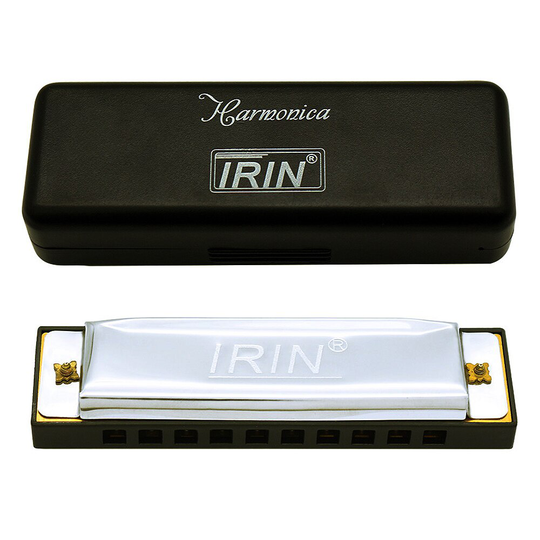 Zilver Roestvrij Staal & Hars 10 Gaten 20 Tone Blues Harmonica Toonsoort C Mondharmonica Met Zwart opbergdoos