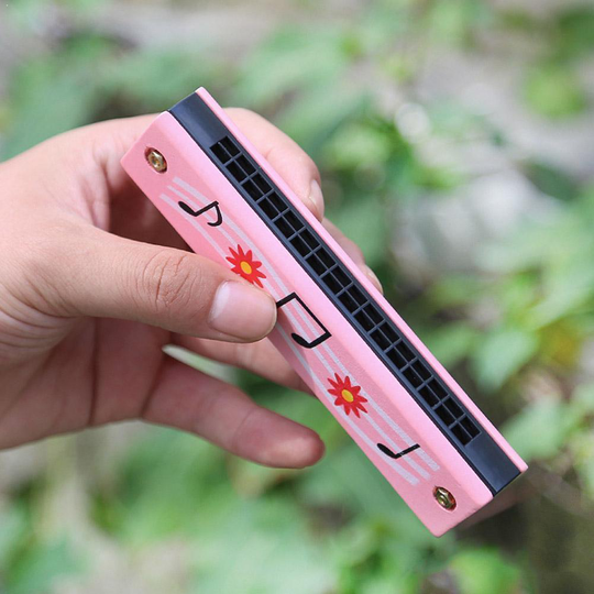 Harmonica Kinderen Houten Geschilderde Dubbele Rij 16-Gat Orgel Instrument Mond Muzikale P1E5