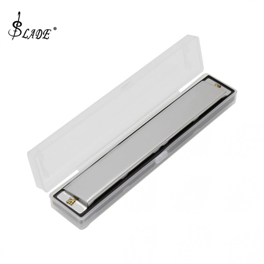 Zilveren Harmonica Metalen 24 Gaten Harmonica Sleutel Van C Met Transparante Opbergdoos Voor Harmonica Beginner