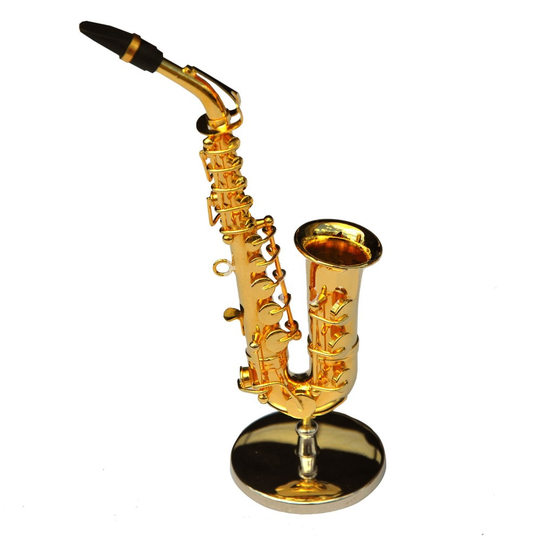 MoonEmbassy Altsaxofoon Miniatuur Display Sax Model Realistische Muziek Lover met Doos Muziekinstrument