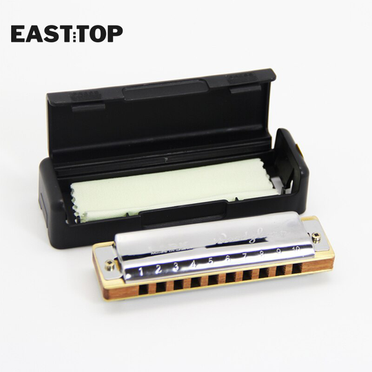 TX01 10 Gaten Hout Kam Harmonica Met Abs Case