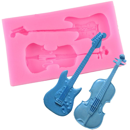 Viool Gitaar Siliconen Fondant Mallen Cake Decorating Gereedschap Keuken Bakken Snoep Klei Cupcake Chocolade Gumpaste Mallen