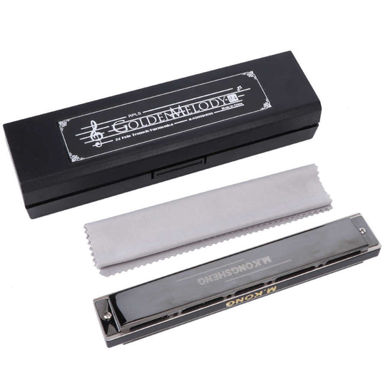 Kongsheng 24 Hole Tremolo Harmonica C Key Harmonica Wind Muziekinstrument Voor Volwassen Beginner Praktijk Met Harmonica Zak