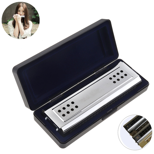 Professionele 24 Gaten Sleutel Van C & G Zilver Dubbel-Kanten Tremolo Harmonica Voor Volwassenen Beginner En kinderen