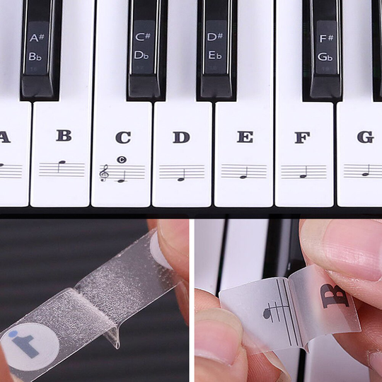 Transparante Pvc Piano Toetsenbord Note Stickers Voor 37/49/54/61/88 Toetsen Elektronische Keyboard Piano Stave Note sticker Voor Witte Toets
