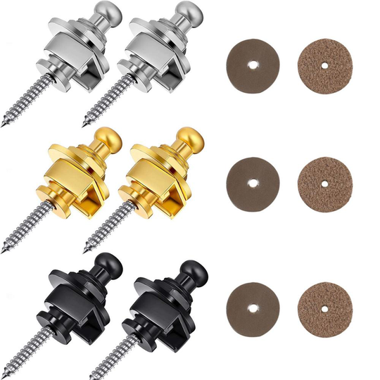 2Pcs Guitar Strap Lock Met Lederen Mat Metalen Knop Hold Tight Verwijderen Schroef Voor Akoestische Elektrische Basgitaar band