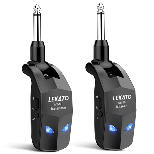 Lekato 2.4Ghz Ism Draadloze Gitaar Zender Ontvanger Gitaar Systeem Uhf Zender Oplaadbare Voor Gitaar Bas 4 Kanaals