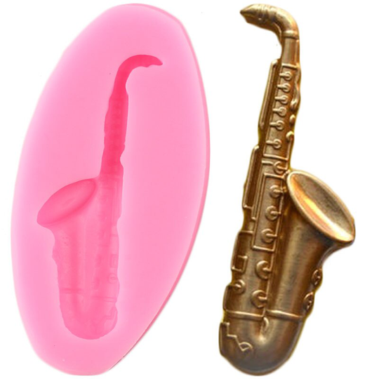 Saxofoon Siliconen Mal Diy Muziekinstrument Cupcake Topper Fondant Cake Decorating Gereedschap Snoep Klei Chocolade Gumpaste Mallen