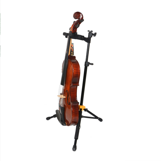 1Pc Viool Stand Telescopische Vouwen Ondersteuning Zwaartekracht Automatische Lock Rack Statief Muziek Instrument Hanger Voor Viool (Zwart)