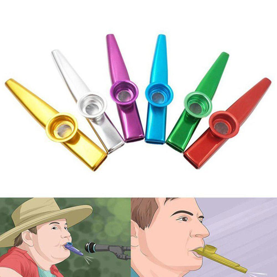 1Pcs Metalen Kazoo Met 6 Kazoo Fluit Membraan Mond Fluit Harmonica Voor Beginners Kids Adult Party Muziekinstrument