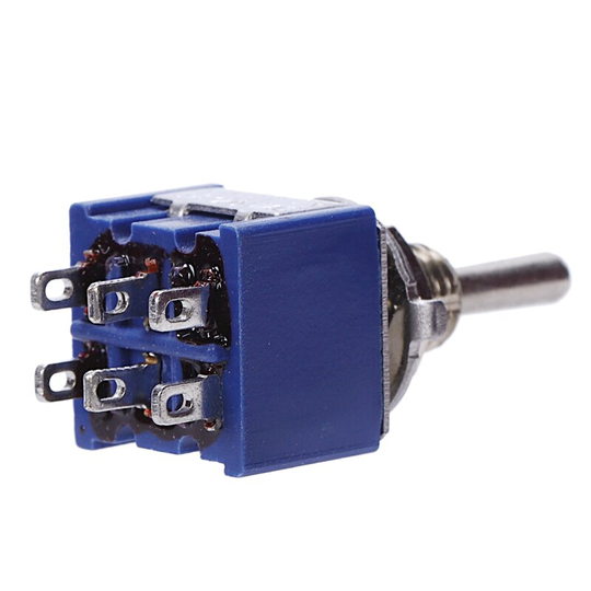 Ac 125V 6A 6 Pin Spdt On/Off/On 3-Weg Mini Schakelaar Voor Elektrische gitaar Onderdelen, blauw (Pack Van 2)
