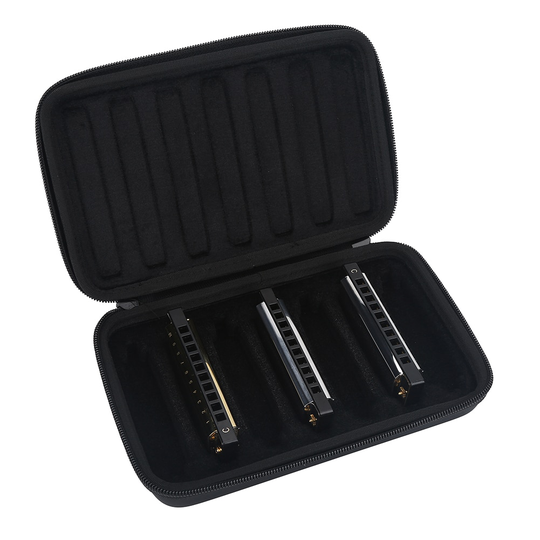 Pu Leer Zwart Harmonica Ritssluiting Draagtas Opbergtas Voor 7 Harmonica Kongsheng 10-Hole Harmonica Zak