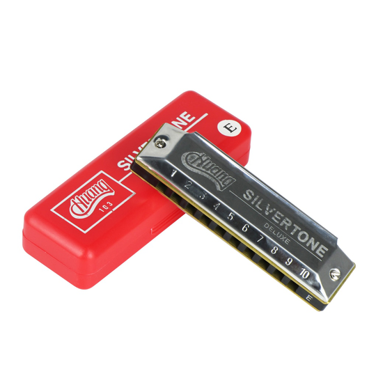 Huang Silver 10 Gaten Diatonische Blues Harp Harmonica Key van E met Harmonica Case