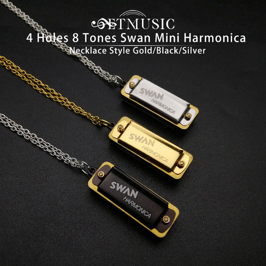 10Pcs Swan Mini Harmonica 4 Gaten 8 Tones Harmonica Mondharmonica Metalen Ketting Ketting Stijl