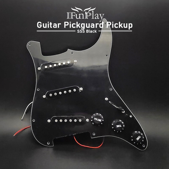 Single Coil Sss Gitaar Slagplaat Pickup Geladen Voorbedraad Scratch Plaat 11 Gaten 3Ply Voor St Elektrische Guitarra Zwart