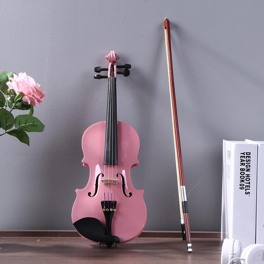 Akoestische Viool Fiddle Met Case Boog Hars Muziekinstrument Gloss Natuurlijke Roze Muzikale Plezierige Instrument Levert
