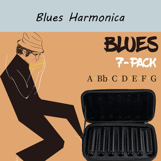 10 Tone Harmonica Set Piemonte Blues Harmonica Harp Set Van 7 W/Case G, Een, Bb, C, D, E, F