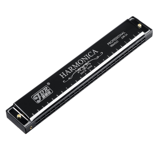 24 Holes Harmonica C Key Metalen Harmonica Met Case Messing Roestvrij Staal Muzikale Houtblazers Instrument Voor Beginners Harmonica