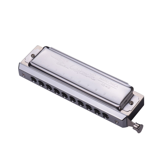 Zwaan Chromatische Harmonica 10 Gaten 40 Tones Sleutel van C Zilver met Prachtige Doos SW1040 Muziek Muziekinstrument
