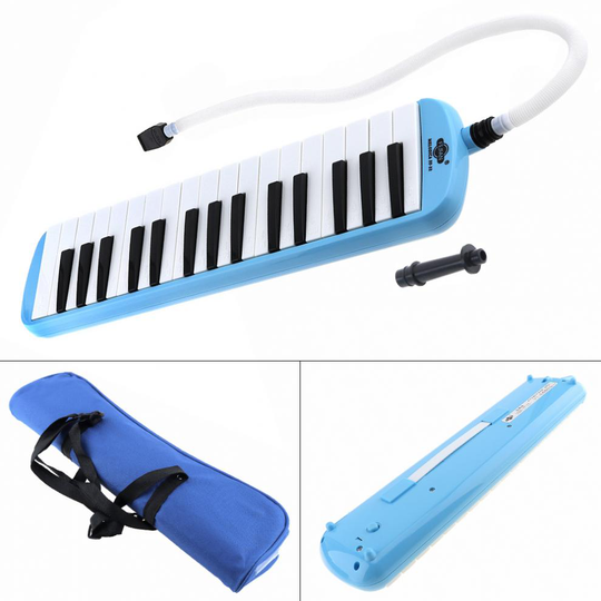 32 Key Blauw Harmonica Melodica Onderwijs Instrument Met Deluxe Draagtas Voor Beginner