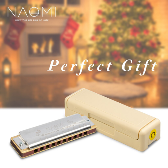 Naomi Blues Harmonica Mondharmonica 10 Gat C Sleutel Met Case Brass Riet Diatonische Sandelhout Harmonica Solo Prestaties