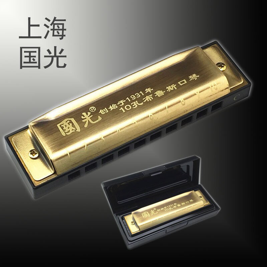 Guoguang 10 Gaten, Gebronsde Bruce C Harmonica, Beginners Harmonica En Piano Doek.