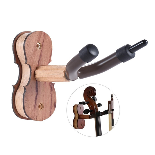Hardhout Viool Hanger Haak met Bow Houder voor Home & Studio Wall Mount Gebruik Burlywood